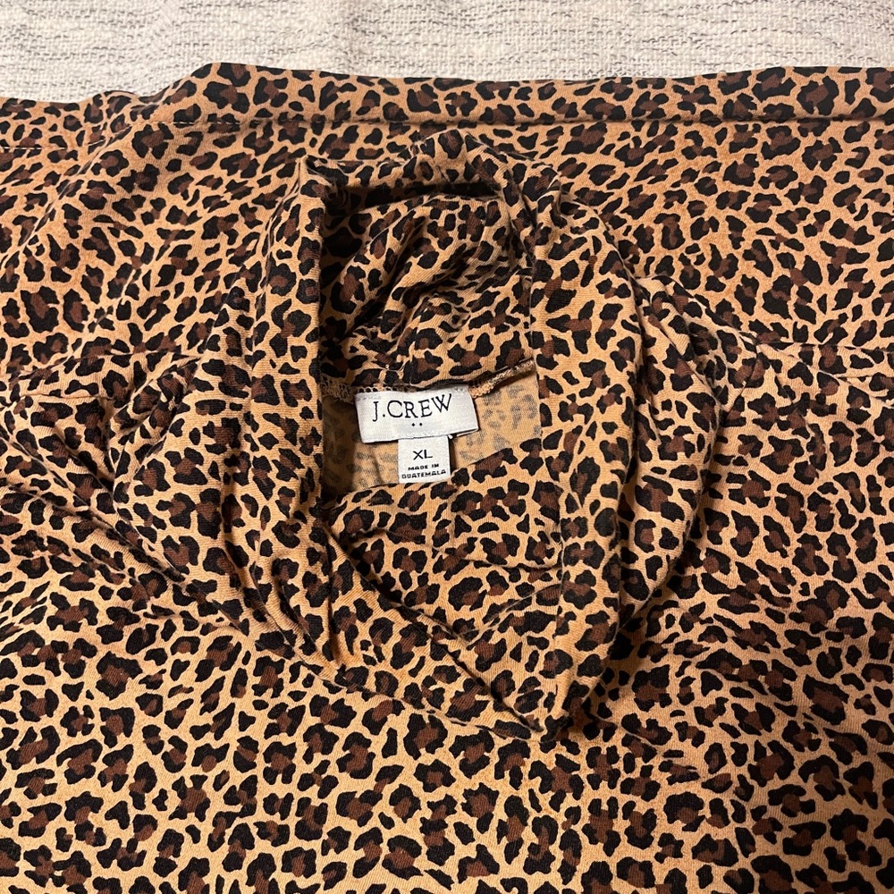 J Crew. Leopard long sleeve turtleneck.